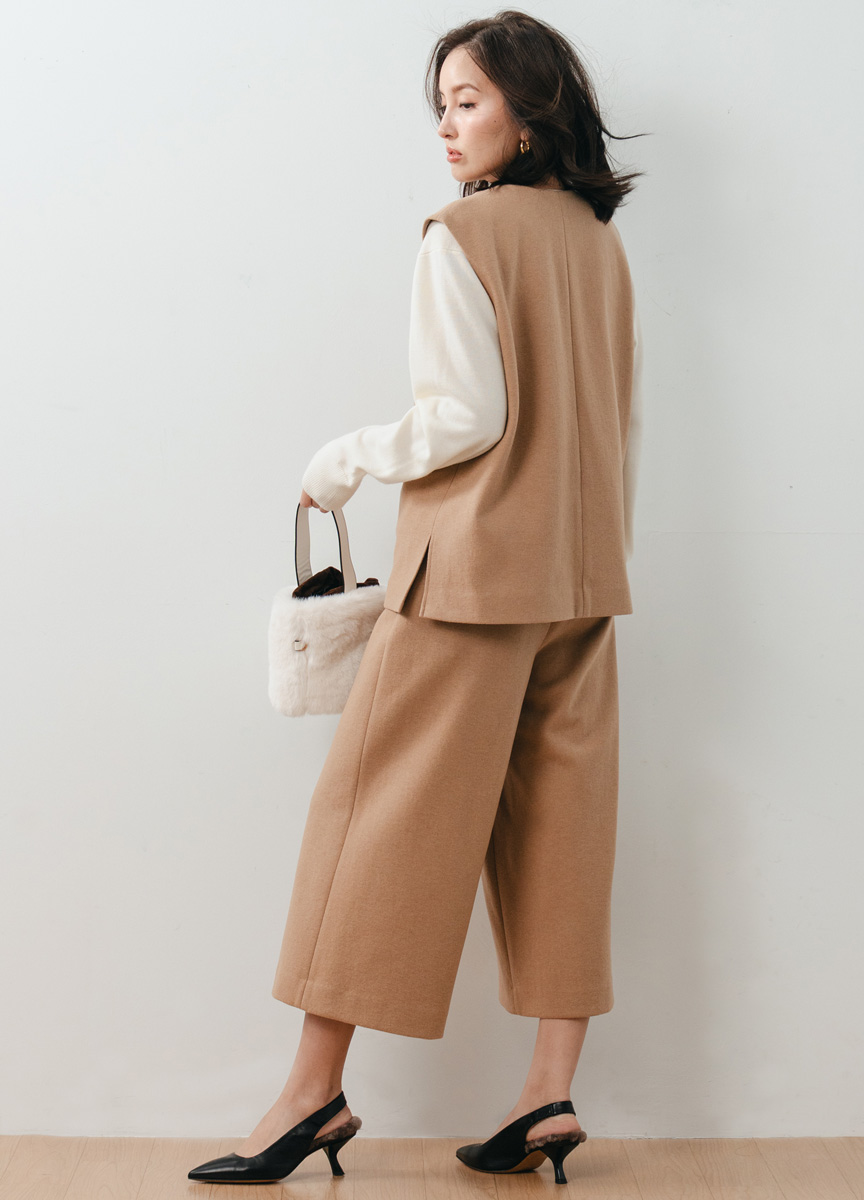 柔軟毛呢九分褲    